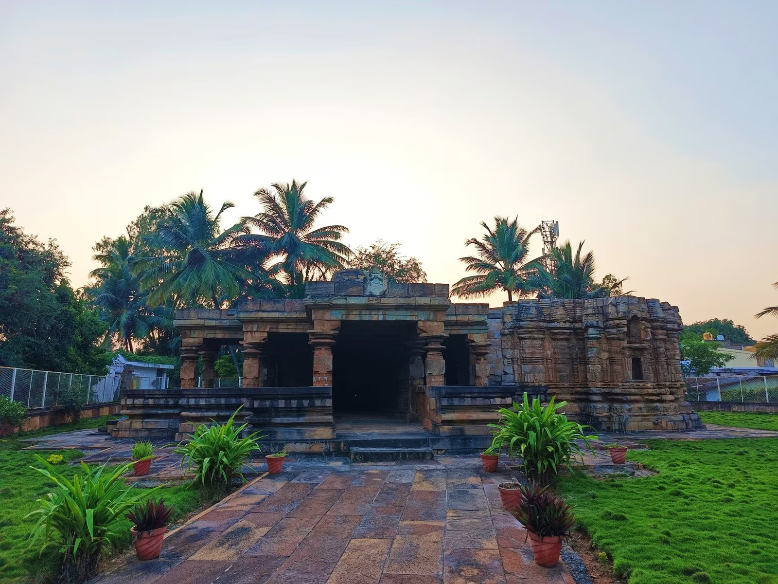 Carved stone architectural detail on the Banashankari Temple, Amargol.