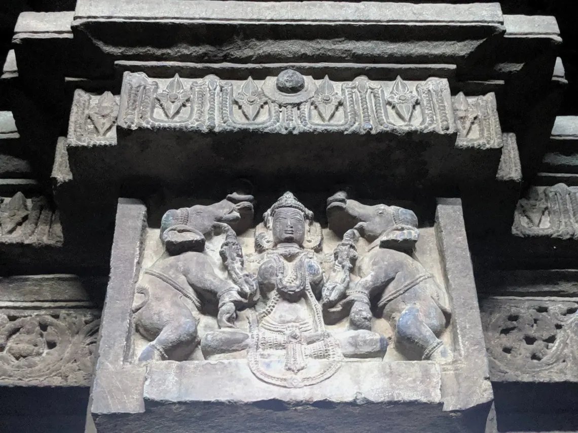 Vimana and carved surfaces on the Chandramouleshwara Temple, Hubli.